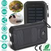 10000mAh Solar Power Bank External Battery Pack Dual USB Ports Outdoor Charger with Battery Indicators SOS LED Lights Compass Camping Hiking