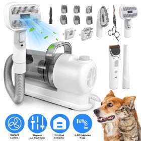 Professional Pet Hair Grooming Vacuuming Kit with 7 Grooming Tools Dog Clipper 2.5L Dust Cup 10000PA Strong Suction Low Noise Hair Remover Pet Hair Gr