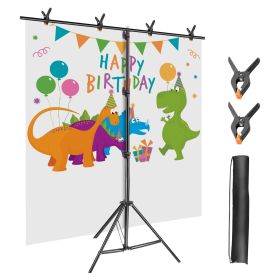 6.5×8.5FT T-Shape Photo Video Backdrop Stand Heavy Duty Background Stand Adjustable Photography Backdrop Stand with 6 Spring Clamps Sandbag Carry Bag