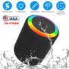 Portable Wireless Speaker Outdoor Party Speaker Mini Waterproof Speaker with 7 RGB Lights Support Calling TWS AUX In MMC Card Input