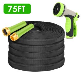 75FT Non-Expandable Garden Hose Kink-Free Lightweight Water Hose Lay Flat Garden Hose with 10 Patterns Hose Nozzle Storage Bag Hanging Hook for Outdoo