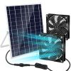 Solar Powered Fan Kit For Intake or Exhaust Air 20W Solar Panel IPX7 Waterproof Dual 4.72IN Fans With 9.5FT Cord Ventilation and Cooling for Chicken C