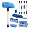 5Pcs Car Cleaning Brush Kit 61in Detachable Long Handle Soft Microfiber Mop Brush Mitt Windshield Squeegee Duster Towel Wheel Tier Brush Hose Adapter