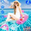 2Pcs Inflatable Float Pool Chair 286lbs Load Water Lounger Floating Mattress with Cup Holder Arm Rest Outdoor Pool Party Beach