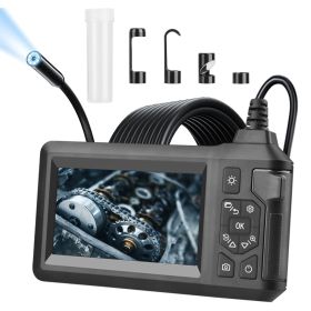 1080P Endoscope Camera with 8 LED Light 8mm Borescope Inspection Camera 4.3” Colorful Screen IP67 Waterproof 16.4FT Semi-Rigid Cord Handheld Snake Cam