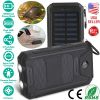 10000mAh Solar Power Bank External Battery Pack Dual USB Ports Outdoor Charger with Battery Indicators SOS LED Lights Compass Camping Hiking