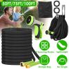 100FT Non-Expandable Garden Hose Kink-Free Lightweight Water Hose Lay Flat Garden Hose with 10 Patterns Hose Nozzle Storage Bag Hanging Hook for Outdo