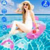 2Pcs Inflatable Float Pool Chair 286lbs Load Water Lounger Floating Mattress with Cup Holder Arm Rest Outdoor Pool Party Beach