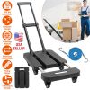 Folding Hand Truck Collapsible 165LBS Heavy Duty Luggage Cart Foldable Utility Dolly Platform Cart with 3-Length Telescopic Handle 6 Wheels 1 Elastic