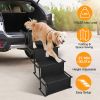 Foldable Dog Ramp 4 Step Collaspible Non Slip Stairs for Car Trucks SUV 176LBS Load Oxford Fabric Steel Ladders with Straps Tether Clip