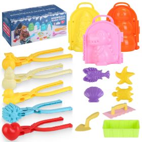 15Pcs Winter Snowball Tool Kit Kids Snow Molds Outdoor Snow Beach Toys for Kids Toddlers Adults Snowman Snowflake Duck Dinosaur