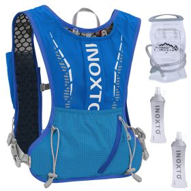 Sport Hydration Vest Running Backpack with 15oz 50oz Water Bladder Adjustable Strap Storage Bag for Trail Running Marathon Race Hiking (Option: Blue)