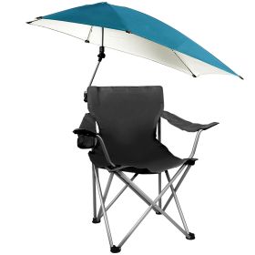 Foldable Beach Chair with Detachable Umbrella Armrest Adjustable Canopy Stool with Cup Holder Carry Bag for Camping Poolside Travel Picnic Lawn Chair (Option: Black)