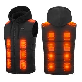 Winter Heated Vest For Men and Women with Detachable Hood 3 Heating Levels 7.4VDC 5V/2A USB Input Unisex Winter Hooded Heated Vest Machine Washable fo (Option: L)