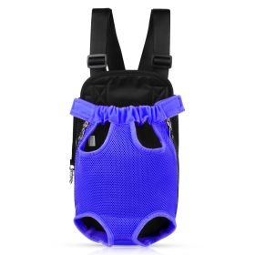 Dog Carrier Backpack Legs Out Front Pet Backpack Carrier Travel Bag Adjustable Shoulder Straps for Hiking Camping Shopping Biking (Option: Blue_S)