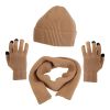 Winter Knitted Hat Scarf Gloves 3Pcs Winter Warm Beanie and Touch Screen Gloves Long Neck Scarf Set Knit Beanie Skull Cap Neck Warmer Anti-Slip Mitten