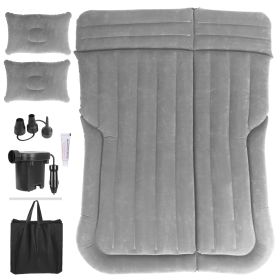 Inflatable SUV Air Mattress Thickened Camping Bed Cushion with Pillow Air Pump Storage Bag PVC Flocked Car Bed for Home Car Travel Camping (Option: Grey)