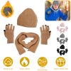 Winter Knitted Hat Scarf Gloves 3Pcs Winter Warm Beanie and Touch Screen Gloves Long Neck Scarf Set Knit Beanie Skull Cap Neck Warmer Anti-Slip Mitten