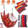 440LBS Hammock Hanging Chair Canvas Porch Patio Swing Seat Portable Camping Rope Seat w/ 2Pillows