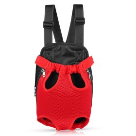 Dog Carrier Backpack Legs Out Front Pet Backpack Carrier Travel Bag Adjustable Shoulder Straps for Hiking Camping Shopping Biking (Option: Red_L)