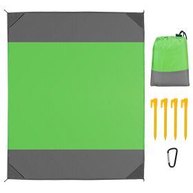 82.6x78.7in Sand Proof Picnic Blanket Water Resistant Foldable Camping Beach Mat w/ 4 Anchors 1 Carry Bag For 2-3 People (Option: Green_M)