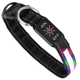 Light Up Dog Collar LED Dog Collar Safety Night Glowing Dog Collar with 9 Light Colors IPX7 Waterproof USB Rechargeable S/M/L (Option: S)