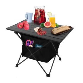 Foldable Camping Table With Storage Basket Rustproof Portable Aluminum Alloy Roll-Up Camping Table With Carrying Bag For Camping Hiking BBQ Picnic Fis (Option: M)