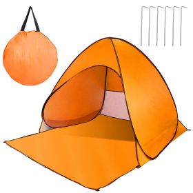 Pop Up Beach Tent Sun Shade Shelter Anti-UV Automatic Waterproof Tent Canopy for 2/3 Man w/ Net Window Storage Bag for Outdoor Beach Camping Fishing P (Option: Orange)