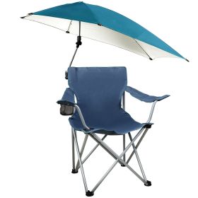 Foldable Beach Chair with Detachable Umbrella Armrest Adjustable Canopy Stool with Cup Holder Carry Bag for Camping Poolside Travel Picnic Lawn Chair (Option: Blue)