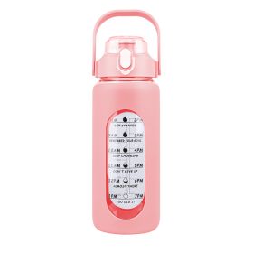 64Oz Glass Water Bottle Sports Water Bottle Motivational Water Bottle Water Intake Tracker Bottle with Straw Time Marker Silicone Sleeve Handle for Gy (Option: 64OZ_Pink)