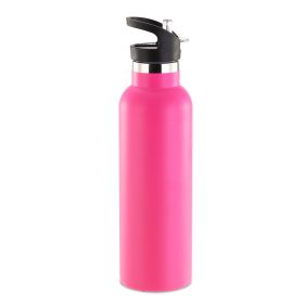 Sports Water Bottle Stainless Steel Vacuum-Insulated Drinking Cup w/ Straws Outdoor Cycling Hiking (Option: 750ml_PNK)