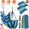 440LBS Hammock Hanging Chair Canvas Porch Patio Swing Seat Portable Camping Rope Seat w/ 2Pillows