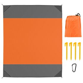 82.6x78.7in Sand Proof Picnic Blanket Water Resistant Foldable Camping Beach Mat w/ 4 Anchors 1 Carry Bag For 2-3 People (Option: Orange_M)