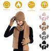 Winter Knitted Hat Scarf Gloves 3Pcs Winter Warm Beanie and Touch Screen Gloves Long Neck Scarf Set Knit Beanie Skull Cap Neck Warmer Anti-Slip Mitten