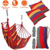 440LBS Hammock Hanging Chair Canvas Porch Patio Swing Seat Portable Camping Rope Seat w/ 2Pillows