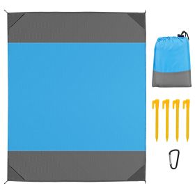 82.6x78.7in Sand Proof Picnic Blanket Water Resistant Foldable Camping Beach Mat w/ 4 Anchors 1 Carry Bag For 2-3 People (Option: Blue_M)