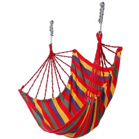 440LBS Hammock Hanging Chair Canvas Porch Patio Swing Seat Portable Camping Rope Seat w/ 2Pillows (Option: Red)